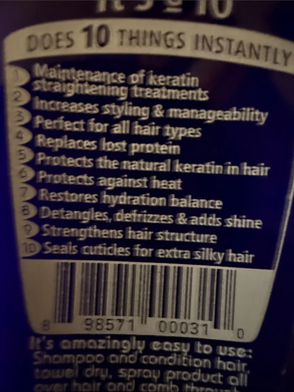 It’s a 10 miracle leave-in Plus Keratin